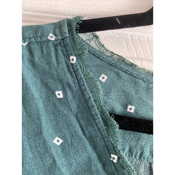 Abercrombie Fitch Women's Small Green Diamond Wrap Top Boho Chic - Picture 3 of 8